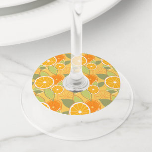 Fresh Orange Citrus Graphic Pattern Wine Glass Tag