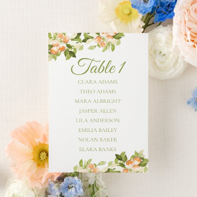 Fresh Orange Citrus Wedding Seating Chart Card (Creator Uploaded)