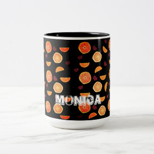 Fresh Orange Fruits Slices and Cinnamon Two-Tone Coffee Mug