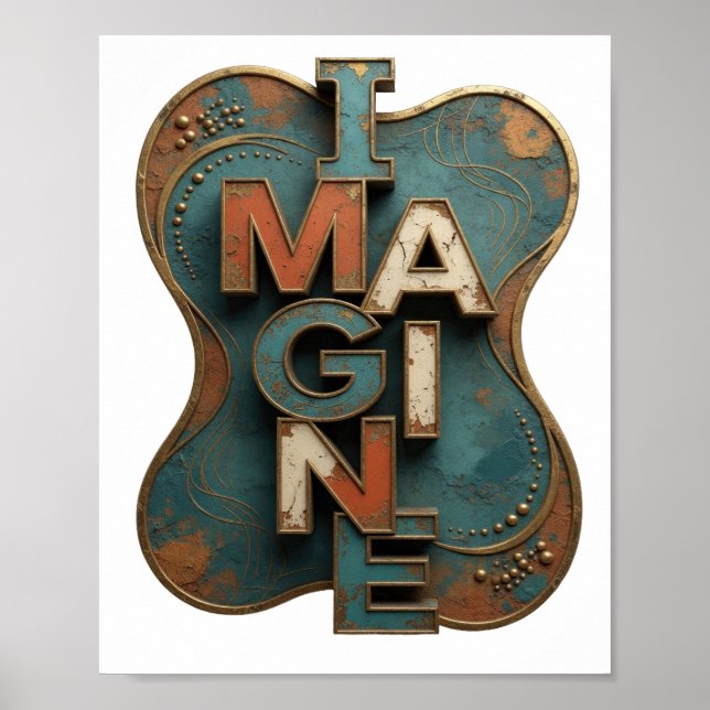 Fresh Orange IMAGINE Artistic Motif Poster (Front)