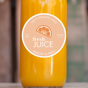 "Fresh Orange Juice Sticker Custom Juice Bottle