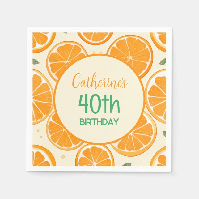 Fresh Orange Slice Pattern – Bright Citrus Fruit  Napkin (Front)