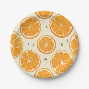 Fresh Orange Slice Pattern – Bright Citrus Fruit Paper Plate
