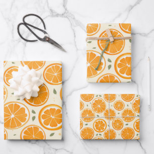 Fresh Orange Slice Pattern – Bright Citrus Fruit  Wrapping Paper Sheet