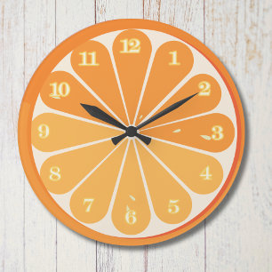 Fresh Orange Slice Round Wall Clock : Citrus Fruit