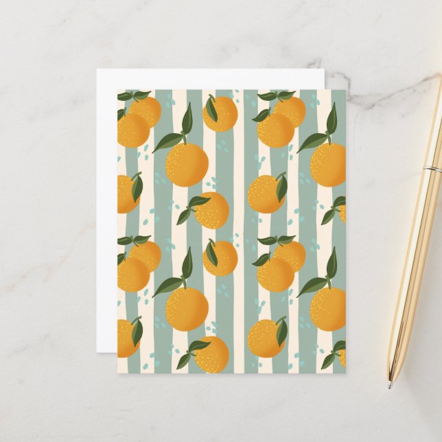  Fresh Oranges and Stripes Scrapbook/Collage Paper (Front/Back In Situ)