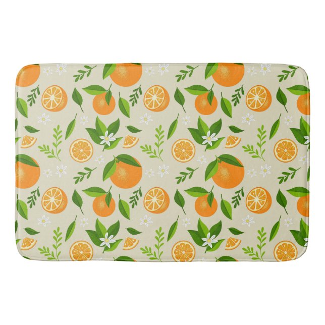 Fresh oranges with flowers and leaves bath mat (Front)