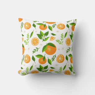 Fresh oranges with flowers and leaves throw pillow
