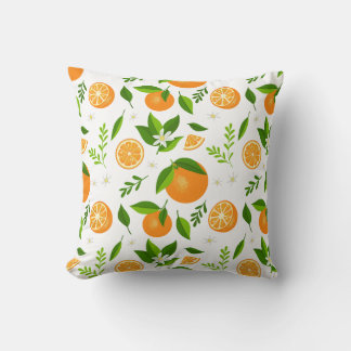 Fresh oranges with flowers and leaves throw pillow
