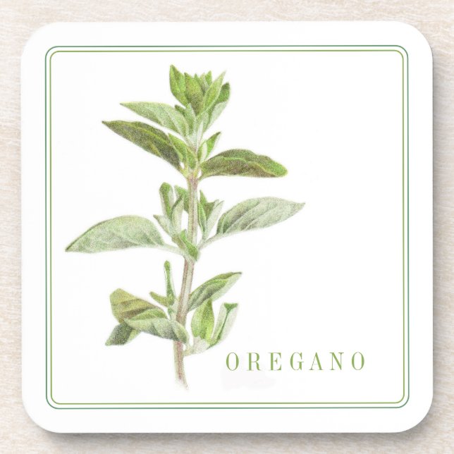 FRESH OREGANO Hard Plastic Coasters (+text) (Front)