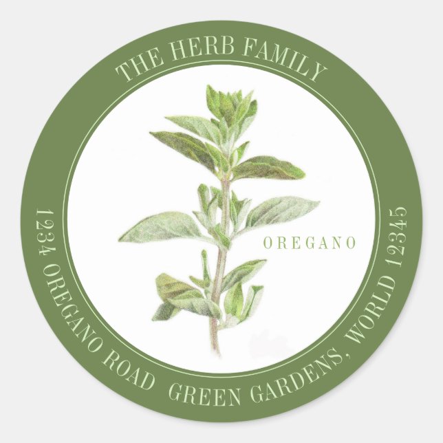 FRESH OREGANO Large Round Envelope Seals - Green (Front)