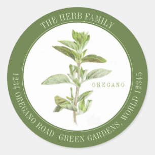 FRESH OREGANO Large Round Envelope Seals - Green