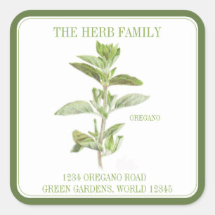 FRESH OREGANO Large Square Envelope Seals - Green