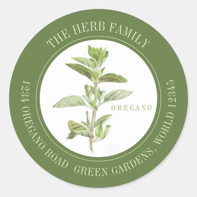 FRESH OREGANO Small Round Envelope Seals - Green (Front)