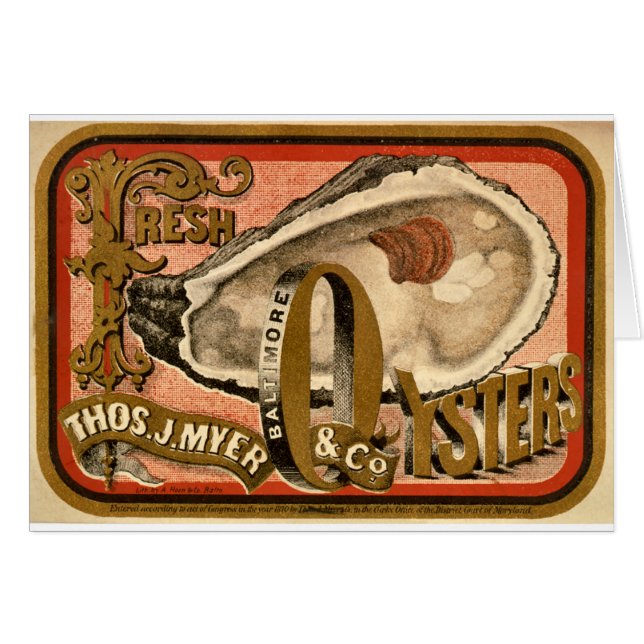 Fresh Oysters Vintage Advertisement circa 1870 (Front Horizontal)