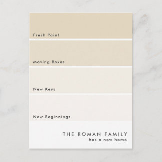 Fresh Paint Chip Moving Announcement Beige Postcard