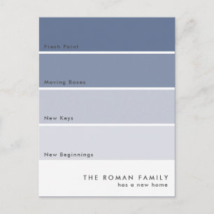 Fresh Paint Chip Moving Announcement Blue Postcard