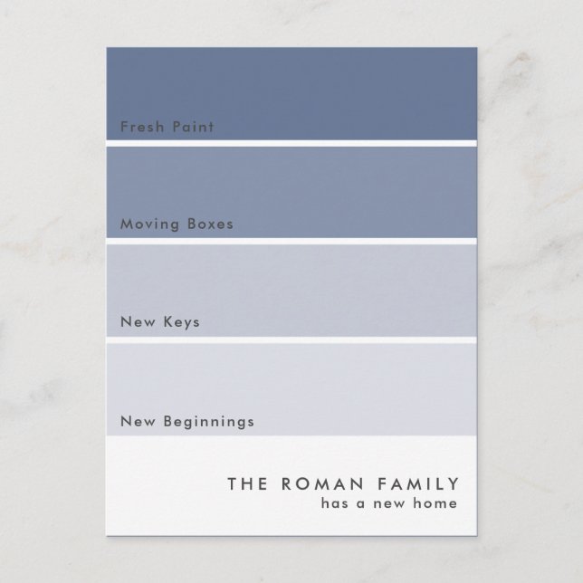 Fresh Paint Chip Moving Announcement Blue Postcard (Front)