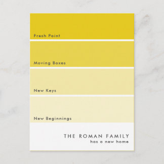 Fresh Paint Chip Moving Announcement Yellow Postcard