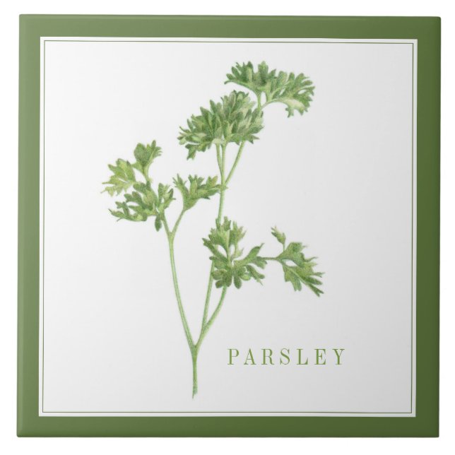 FRESH PARSLEY 6x6 Ceramic Tile (+text) Green (Front)