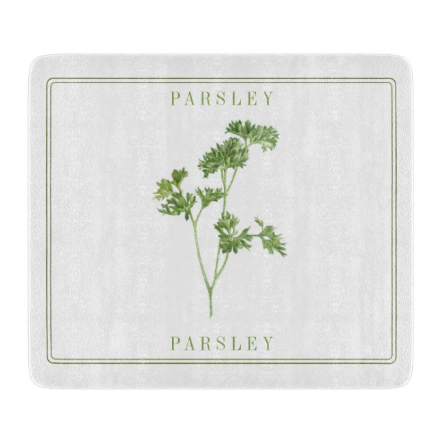 FRESH PARSLEY 6x7 Glass Cutting Board (Front)