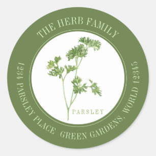 FRESH PARSLEY Small Round Envelope Seals - Green