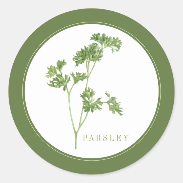 FRESH PARSLEY Small Round Stickers (+text) Green (Front)