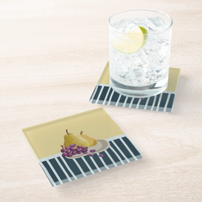 Fresh Pear | modern still life Glass Coaster (Angled)