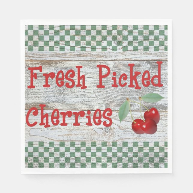 Fresh Picked Cherries Paper Napkins (Front)
