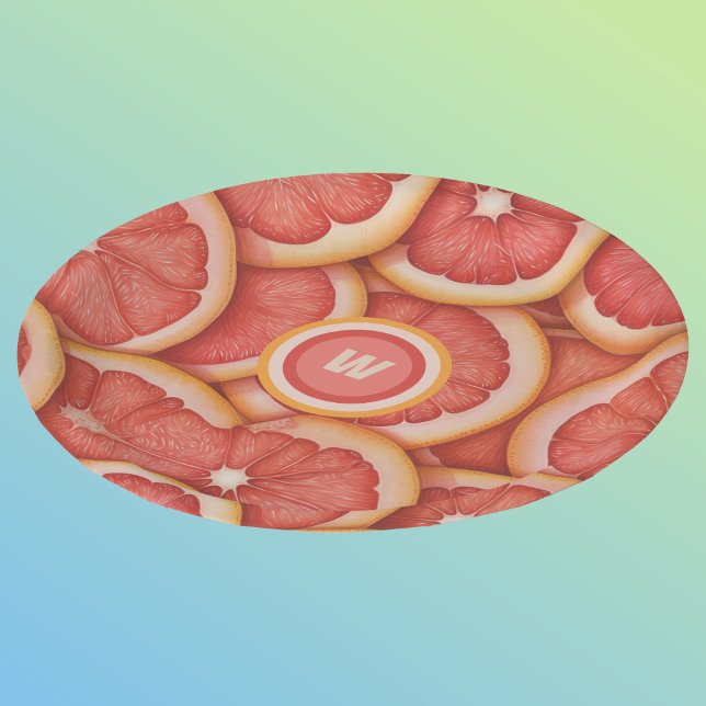 Fresh Picked Pink Grapefruit Monogram Initial Paper Plate (Creator Uploaded)