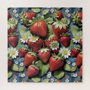 Fresh Picked Strawberries and White Blooms Jigsaw Puzzle