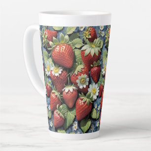 Fresh Picked Strawberries and White Blooms Latte Mug