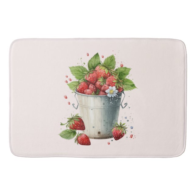 Fresh Picked Strawberries in a Bucket Bath Mat (Front)