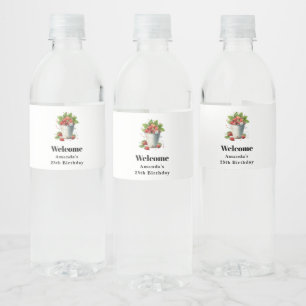 Fresh Picked Strawberries in a Bucket Birthday Water Bottle Label