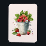 Fresh Picked Strawberries in a Bucket Magnet<br><div class="desc">Flexible Magnet with a summery graphic of a bunch of strawberries overflowing in a bucket.</div>