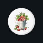 Fresh Picked Strawberries in a Bucket Magnet<br><div class="desc">Magnet with a summery graphic of a bunch of strawberries overflowing in a bucket.</div>