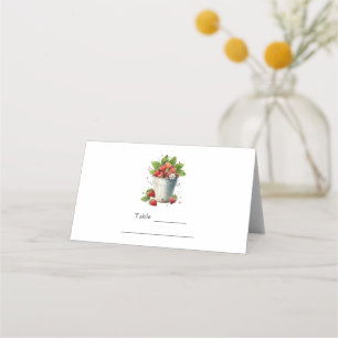 Fresh Picked Strawberries in a Bucket Place Card