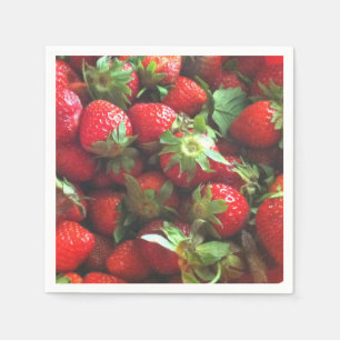 Fresh picked strawberries napkin