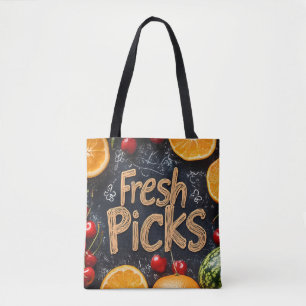 Fresh Picks: Colorful Fruit Arrangement Tote Bag