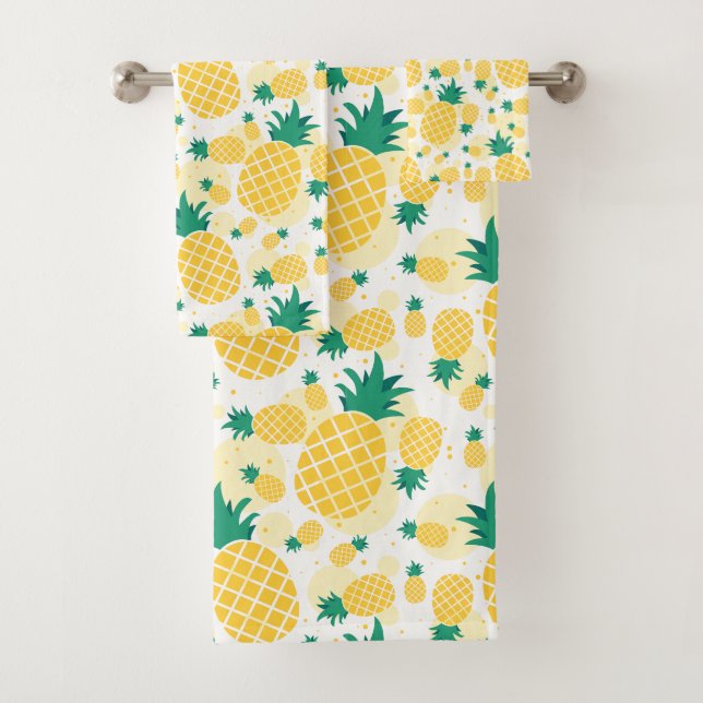 Fresh Pineapple Bathroom Towel Set (Insitu)