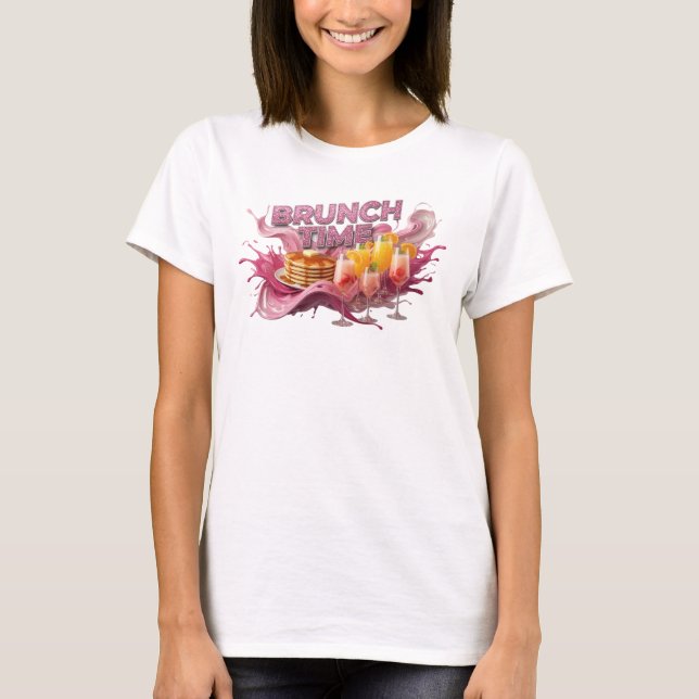 Fresh Pink BRUNCH TIME Shirt Design (Front)