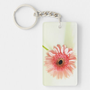 Fresh Pink Gerbera Daisy Photograph Keychain