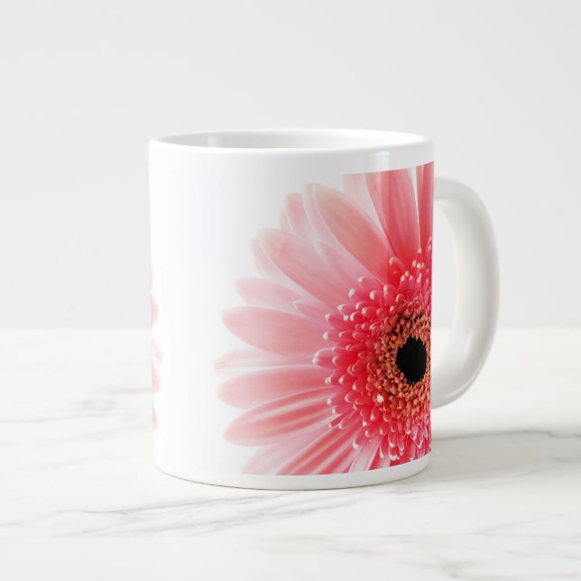 Fresh Pink Gerbera Daisy Photograph Large Coffee Mug (Front Right)
