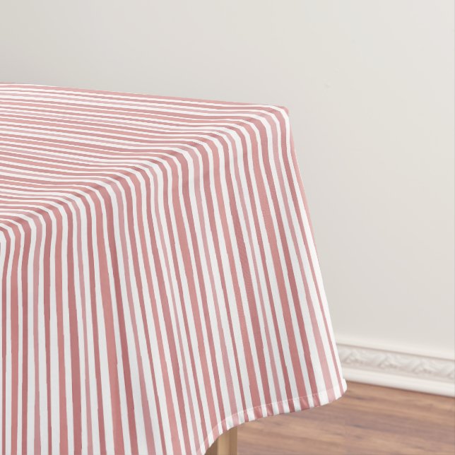 Fresh Pink Stripes pattern Tablecloth (In Situ)