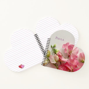 Fresh pink sweet peas notebook