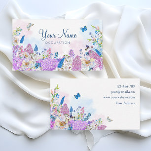 Fresh purple blue Floral summer bloom Business Card
