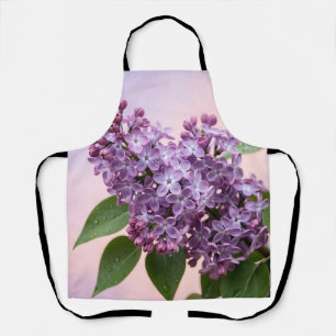 Fresh Purple Lilac Blossoms Spring Floral  Apron