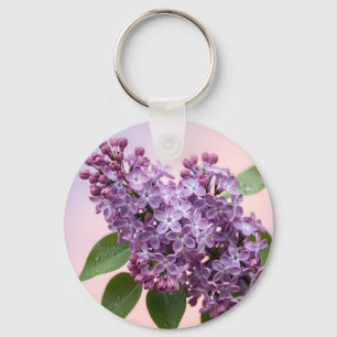 Fresh Purple Lilac Blossoms Spring Floral Keychain