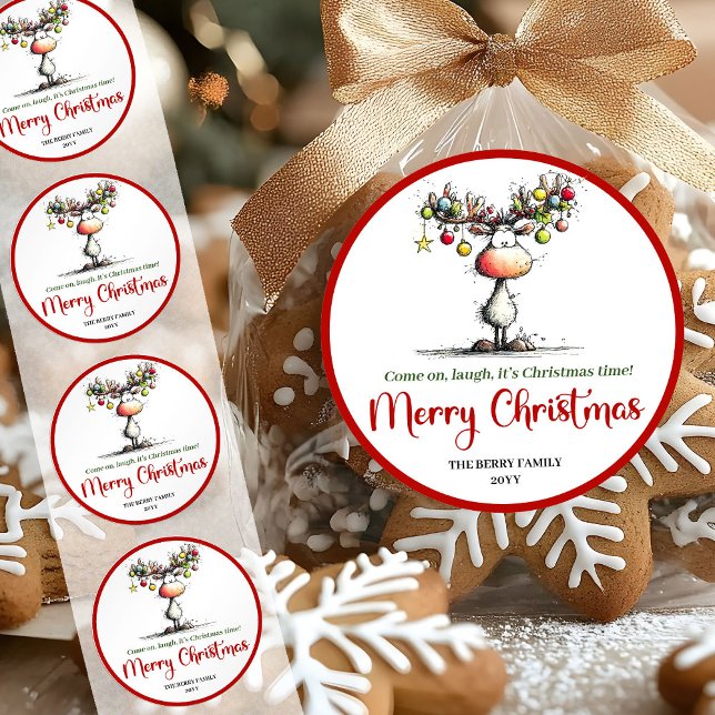 Fresh quirky reindeer bright holiday sticker tag (Fresh quirky reindeer bright holiday sticker tag)