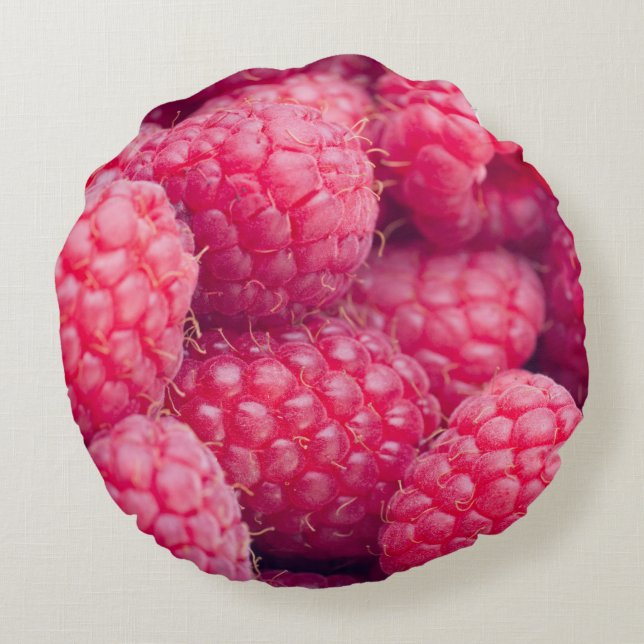 Fresh raspberries round pillow (Back)